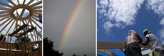 左から天井、虹、日に焼けちゃうよアビ＆マサさん